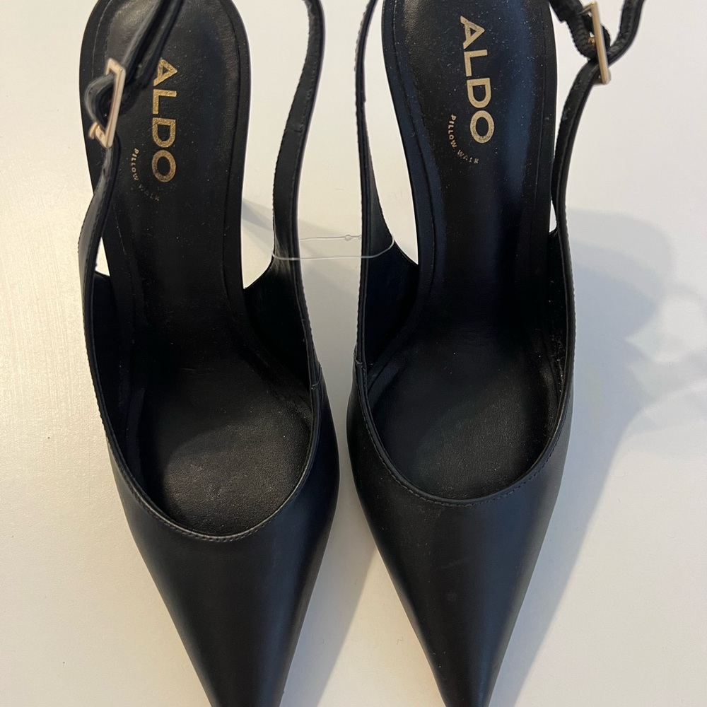 Aldo Black Slingback Heels with Pointed Toe